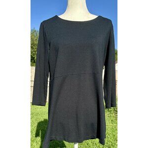 J. Jill Ponte Knit‎ Tunic Top Women's Medium Black Timeless Neutral Minimalist